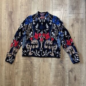 Anthropologie Pilcro Black Jacket with Blue and Cream Accents